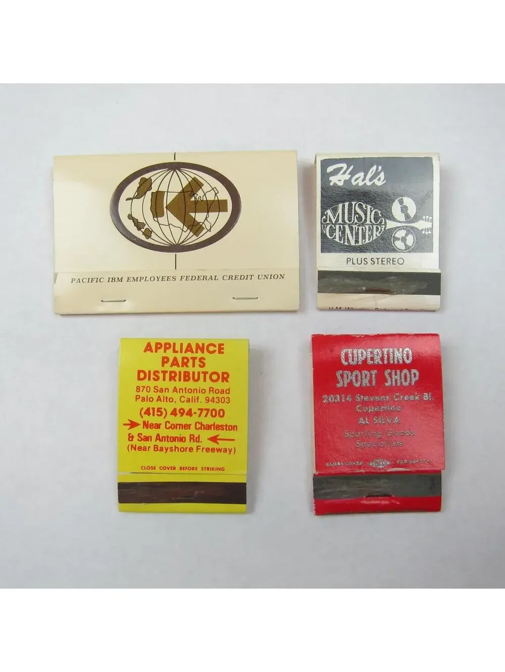 4 Matchbook Covers Pacific IBM Credit Union Hals Music Center Cupertino Sport CA